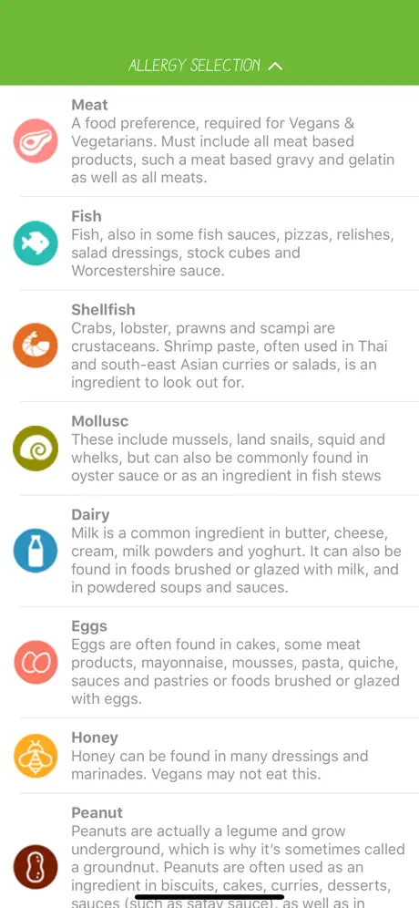 Allergy Menu