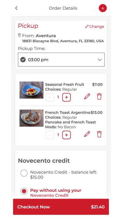 Novecento app Screenshot