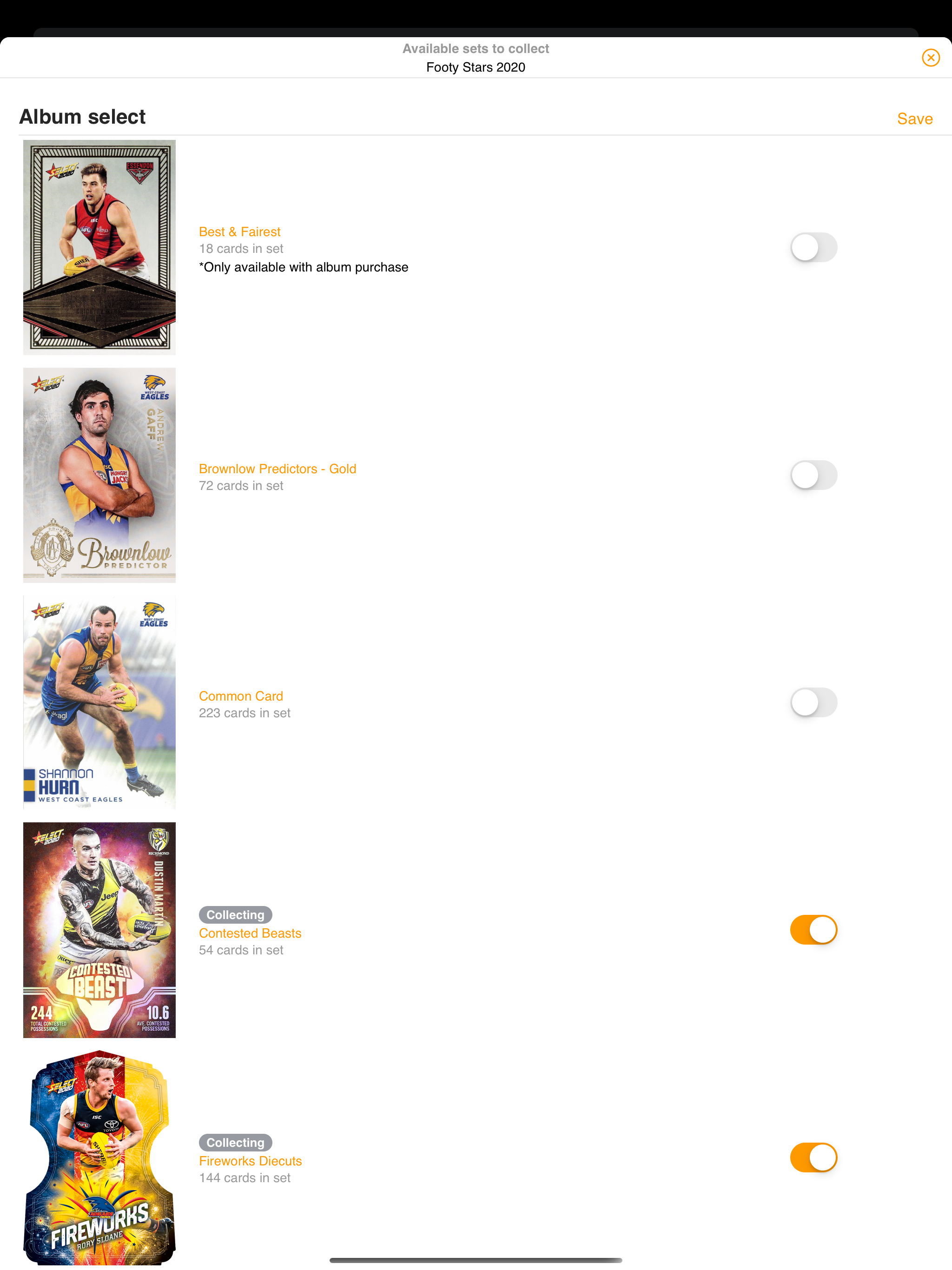Select Collector Cards