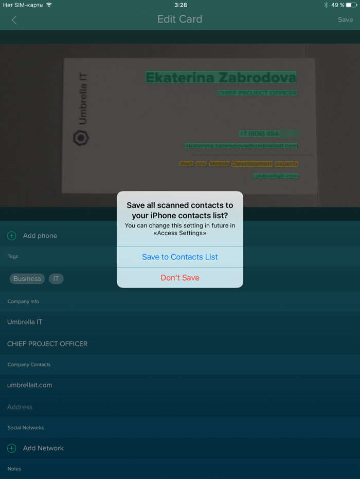 TakeMyCard Scan Business Cards