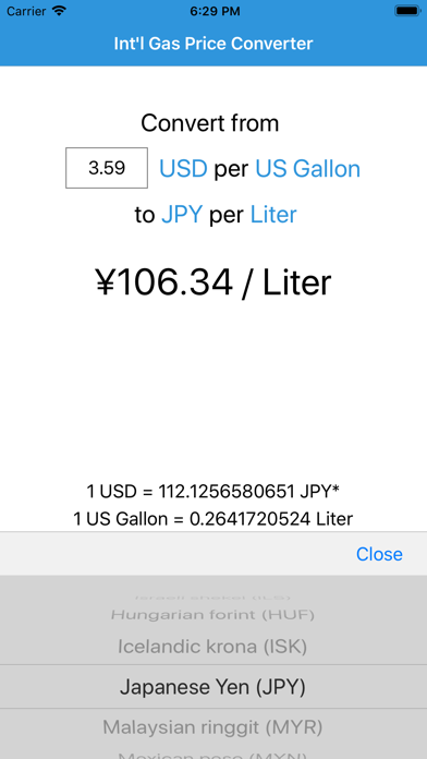 Int'l Gas Price Converter screenshot 2