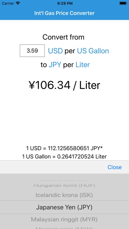 Int'l Gas Price Converter