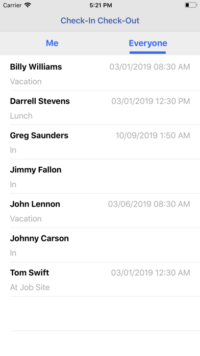 Check-In Check-Out Screenshot