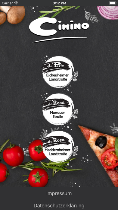 Screenshot #1 pour Pizzeria Cimino Bestellapp