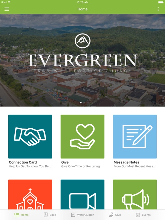Evergreen Church (Erwin) iPad screenshot 1 - Lifestyle app