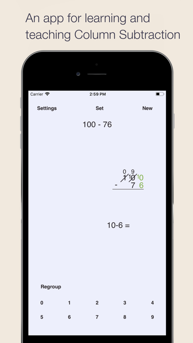 Column Subtraction Screenshot