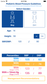 Pediatric Blood Pressure screenshot