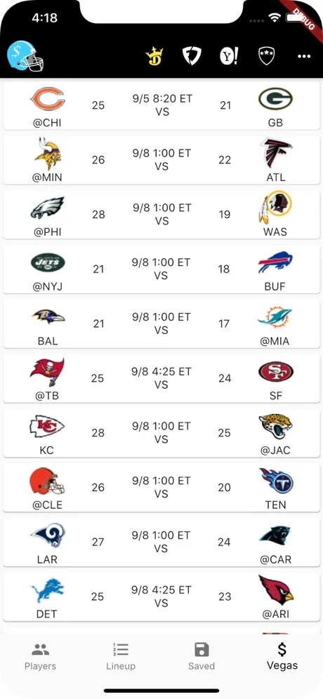 DFF Lineup PRO