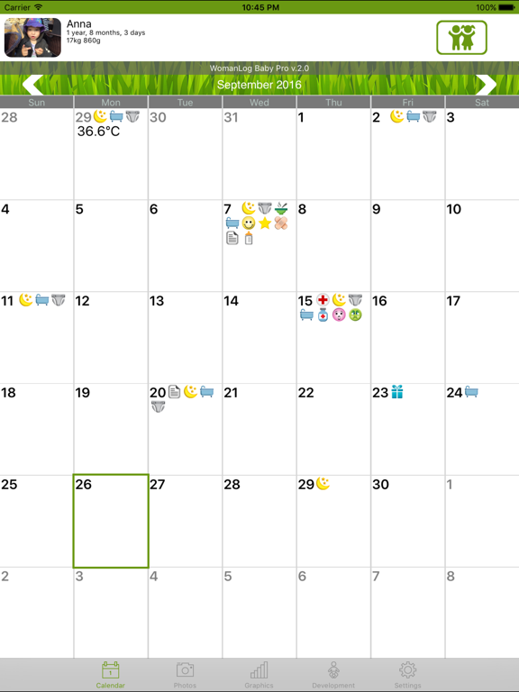 WomanLog Baby Pro Calendar