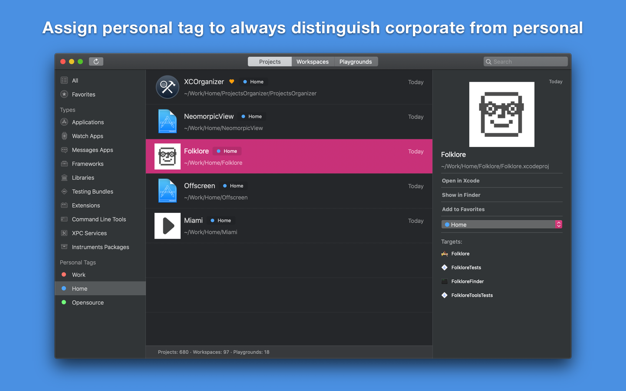 XCOrganizer app screenshot