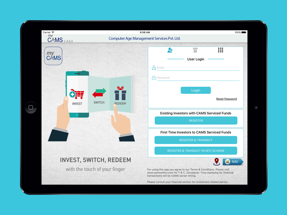 myCAMS MutualFund App for iPad - 4.3.3 - (iOS)