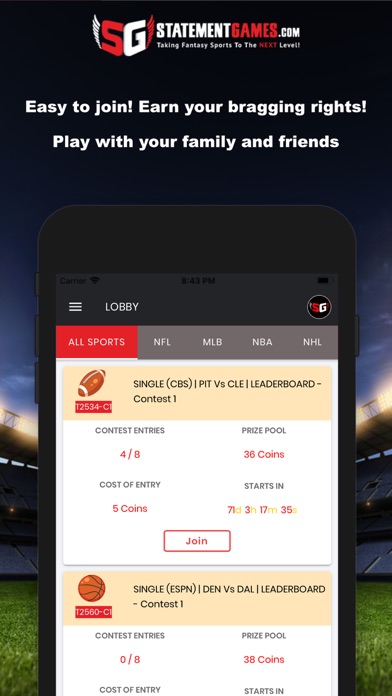 StatementGames Fantasy Sports screenshot 2