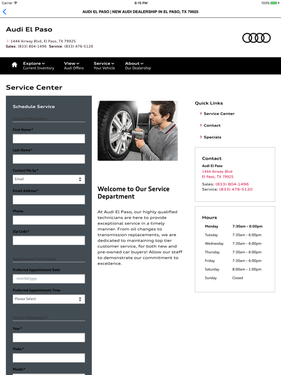 Audi El Paso iPad screenshot 5 - Shopping app