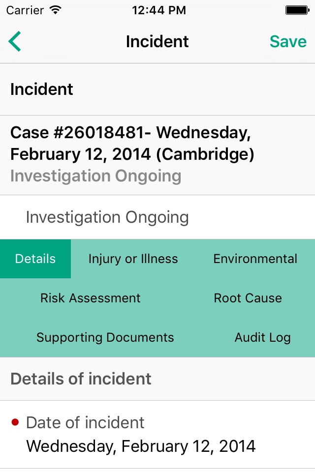 UL EHSS Incidents screenshot 3
