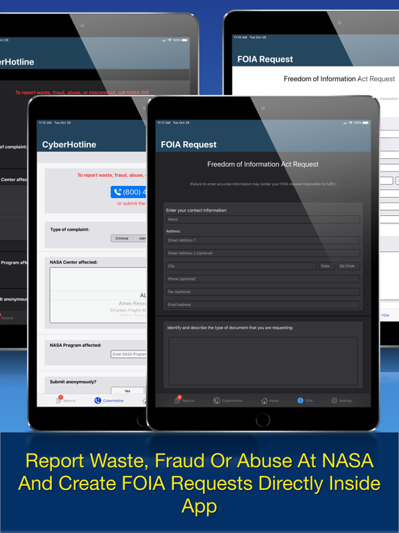 NASA OIG Mobile iPad screenshot