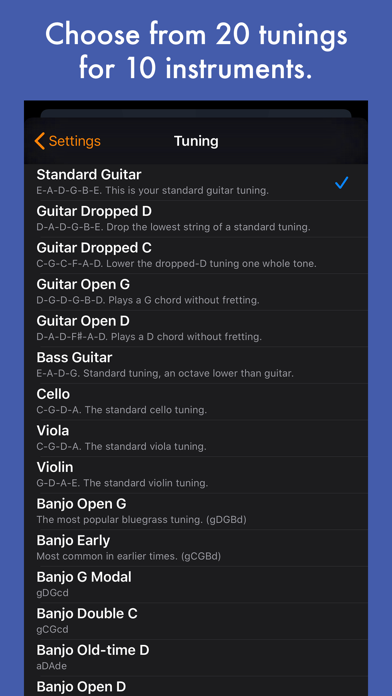 Tuna Pitch - tune guitar, bass, banjo, cello, or other musical instrument Screenshot 3