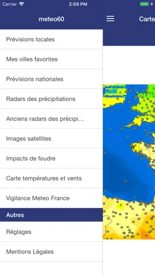 Capture d'écran de Meteo60 sur iPhone 10