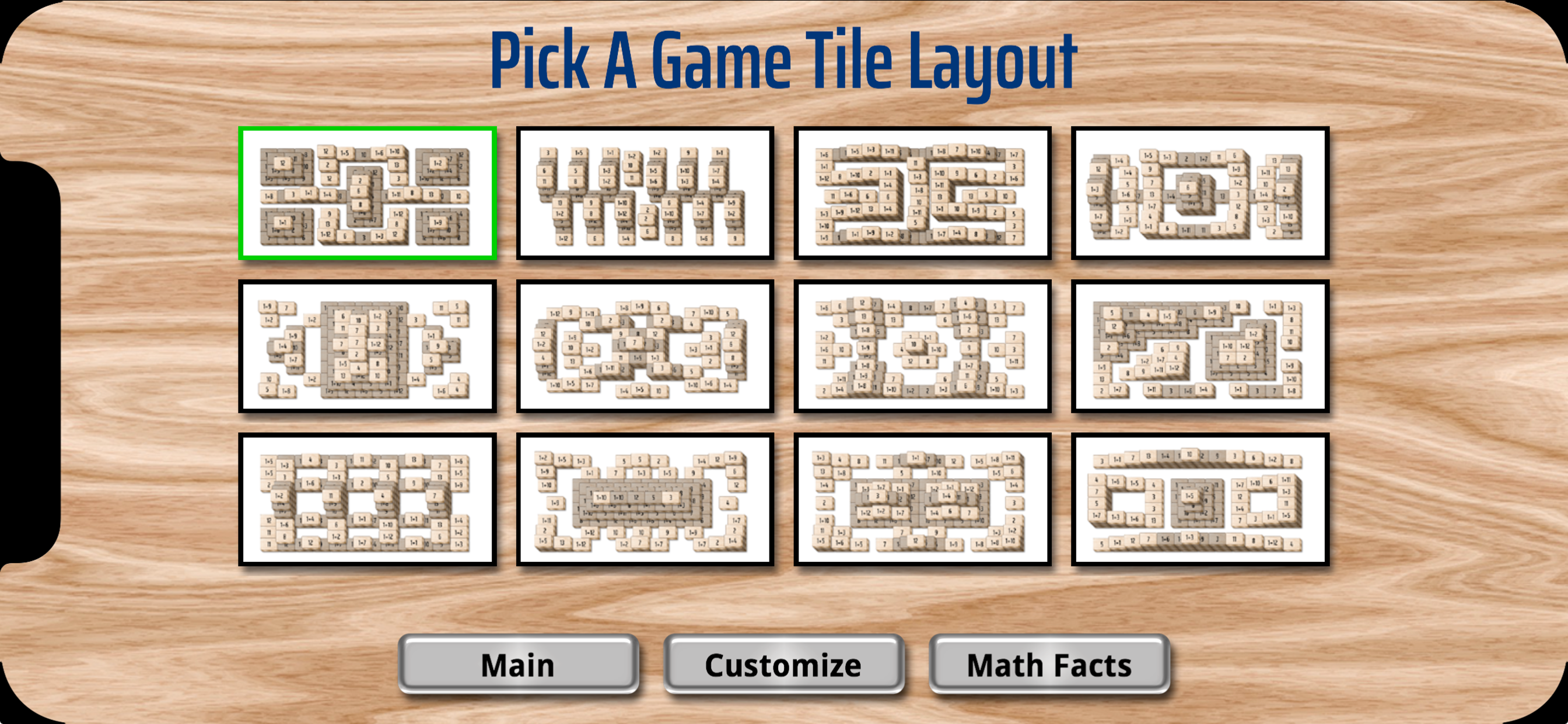 Math Facts Mahjong Game