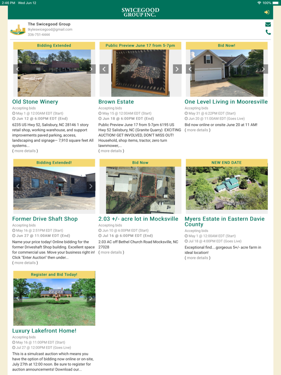 Swicegood Auctions iPad screenshot 3 - Business app