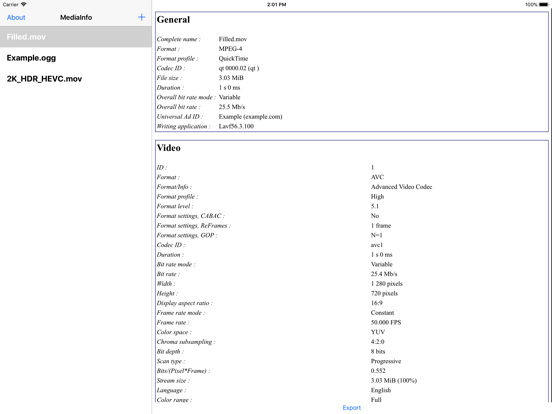 Screenshot #4 pour MediaInfo