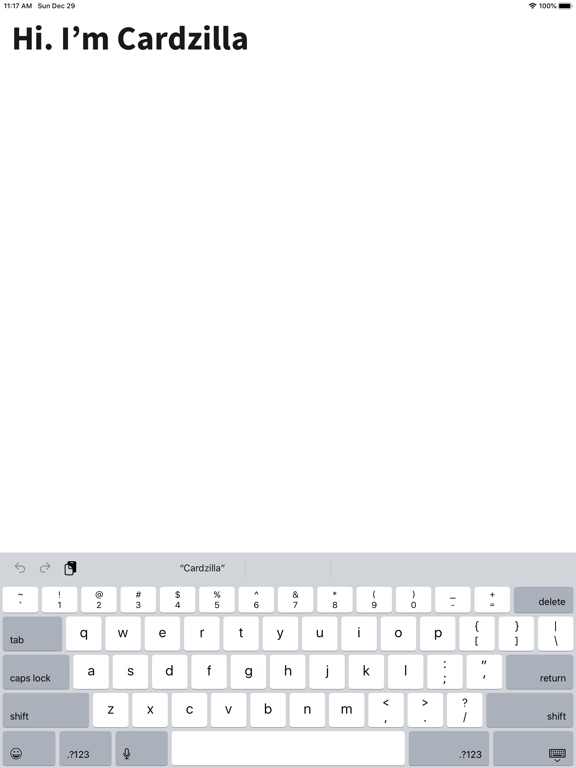 Cardzilla iPad screenshot 1 - Utilities app