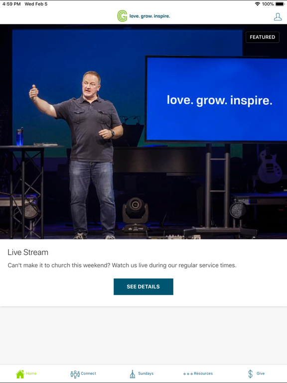 Greenwood Christian Church iPad screenshot 1 - Lifestyle app