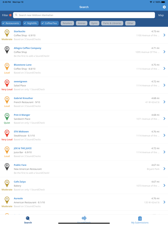 SoundPrint, Find A Quiet Place iPad screenshot 2 - Utilities app