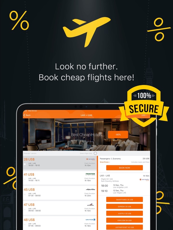 Hot Deals: Book Cheap Flights iPad screenshot 4 - Travel app