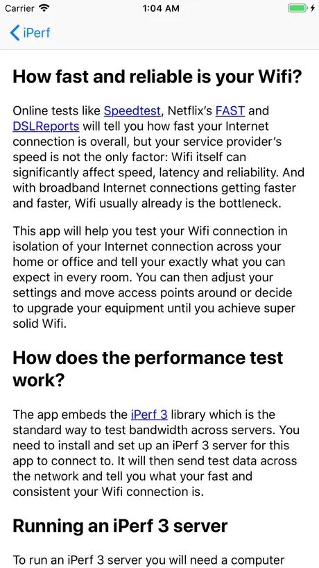 iPerf 3 Wifi Speed Test
