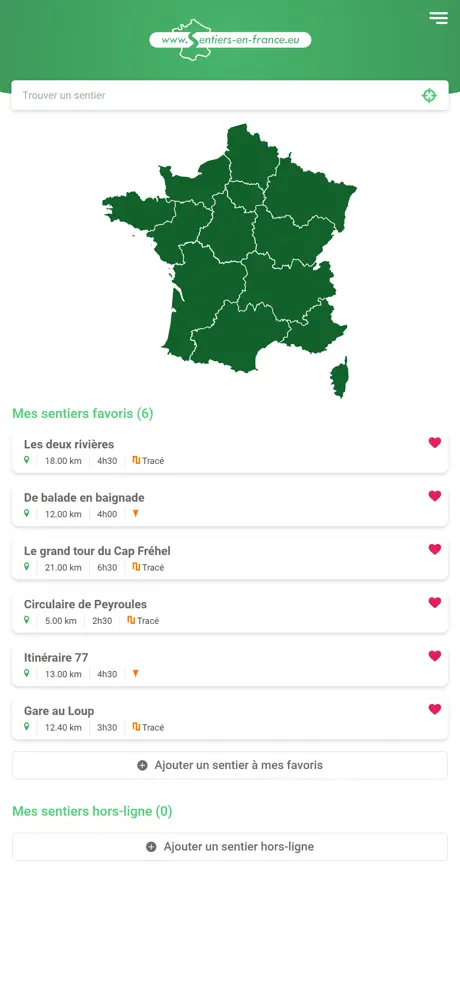 Sentiers en France