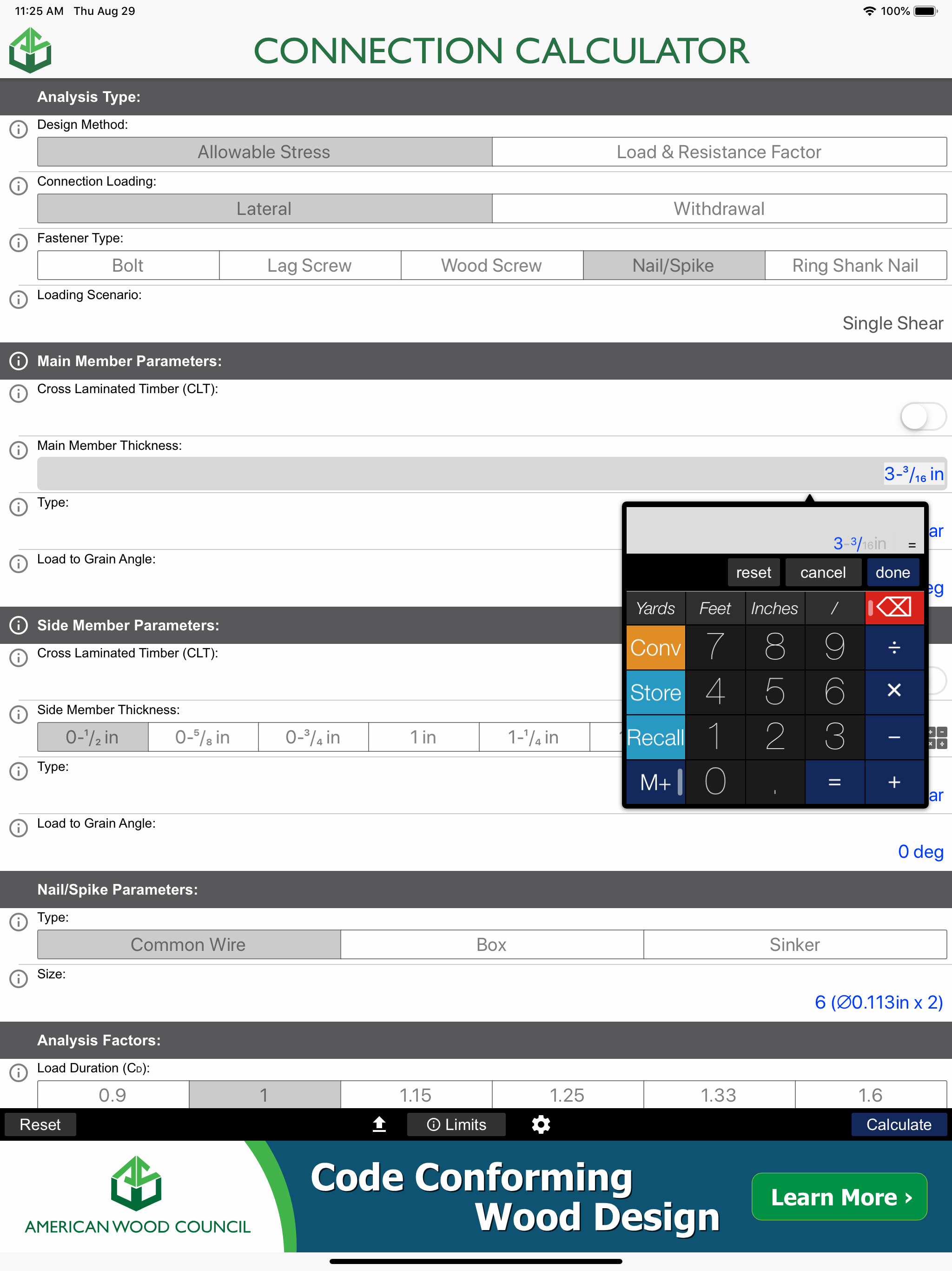 AWC Connection Calc