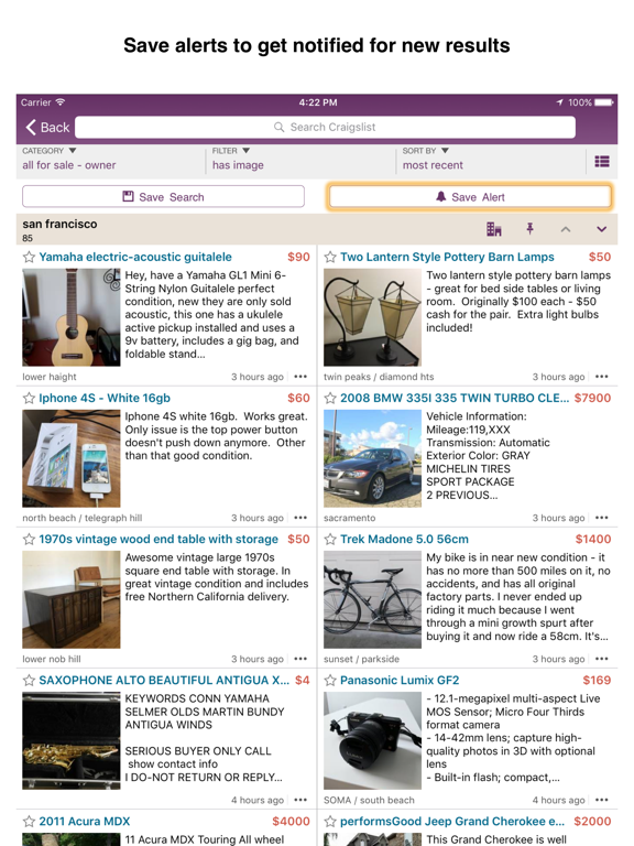 CPlus for Craigslist app - mobile classifieds screenshot