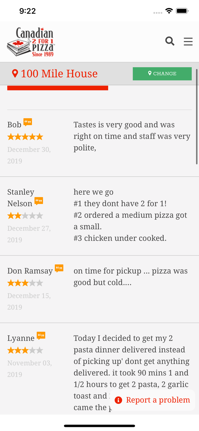 Canadian 2 for 1 Pizza