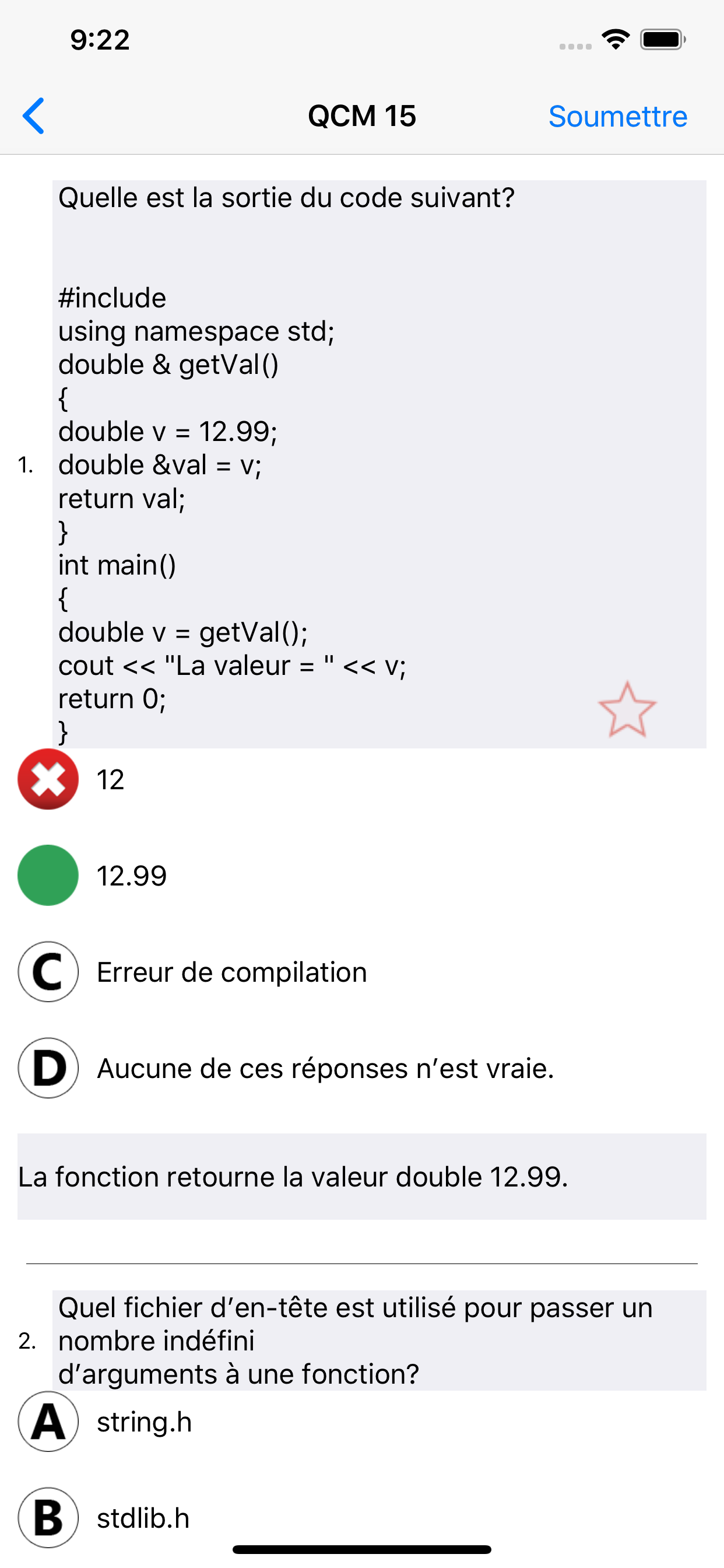 QCM C++ Entrainement