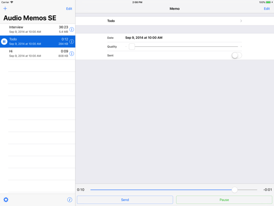 Audio Memos SE: Record Voice iPad app afbeelding 2