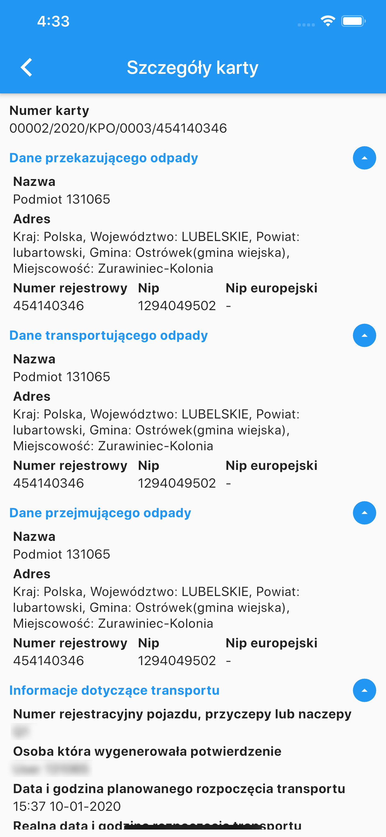 Warta BDO Potwierdź transport