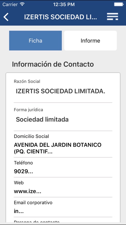 Buscador de Empresas eInforma