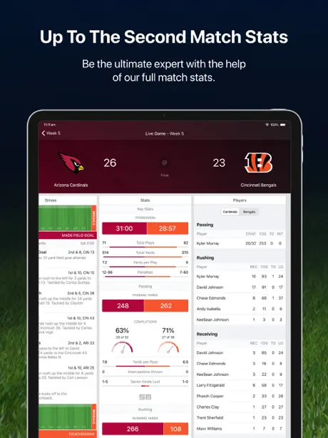 NFL Live for iPad: Live stats