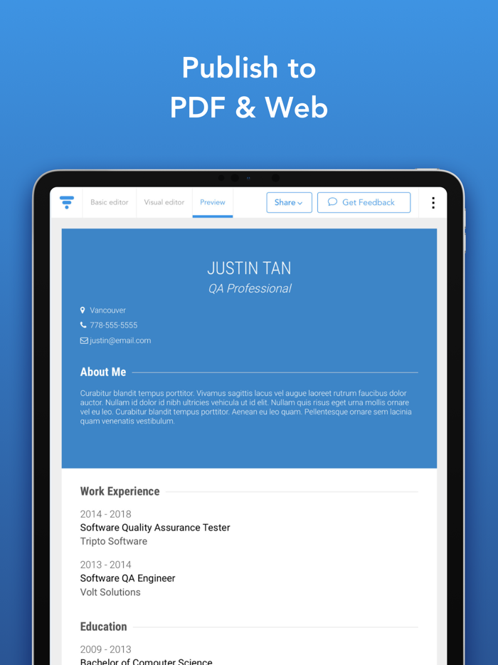 VisualCV Resume Builder