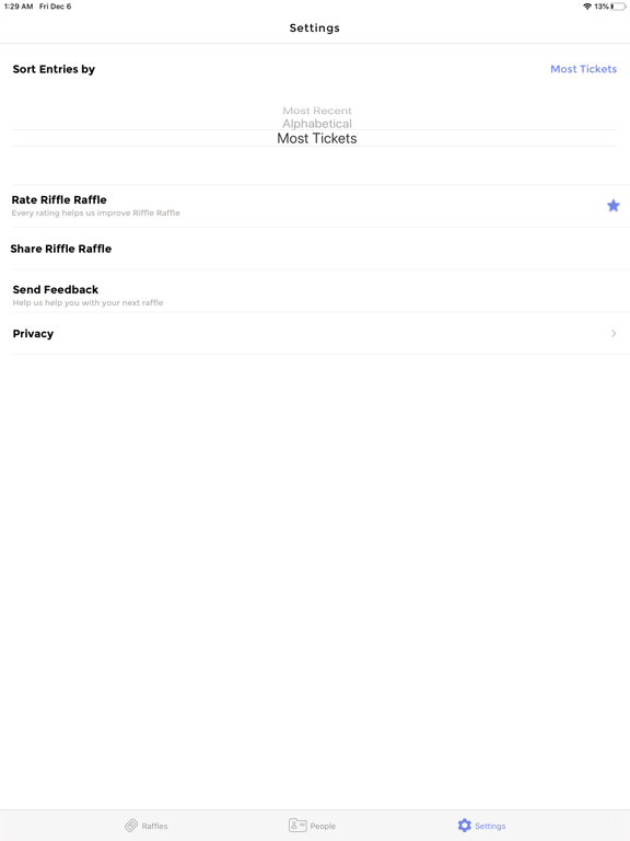 Riffle Raffle iPad screenshot 8 - Productivity app