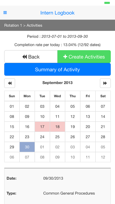 Medical Intern Logbook Screenshot