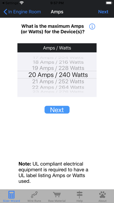 DC Wire Sizer iPhone screenshot 9 - Utilities app