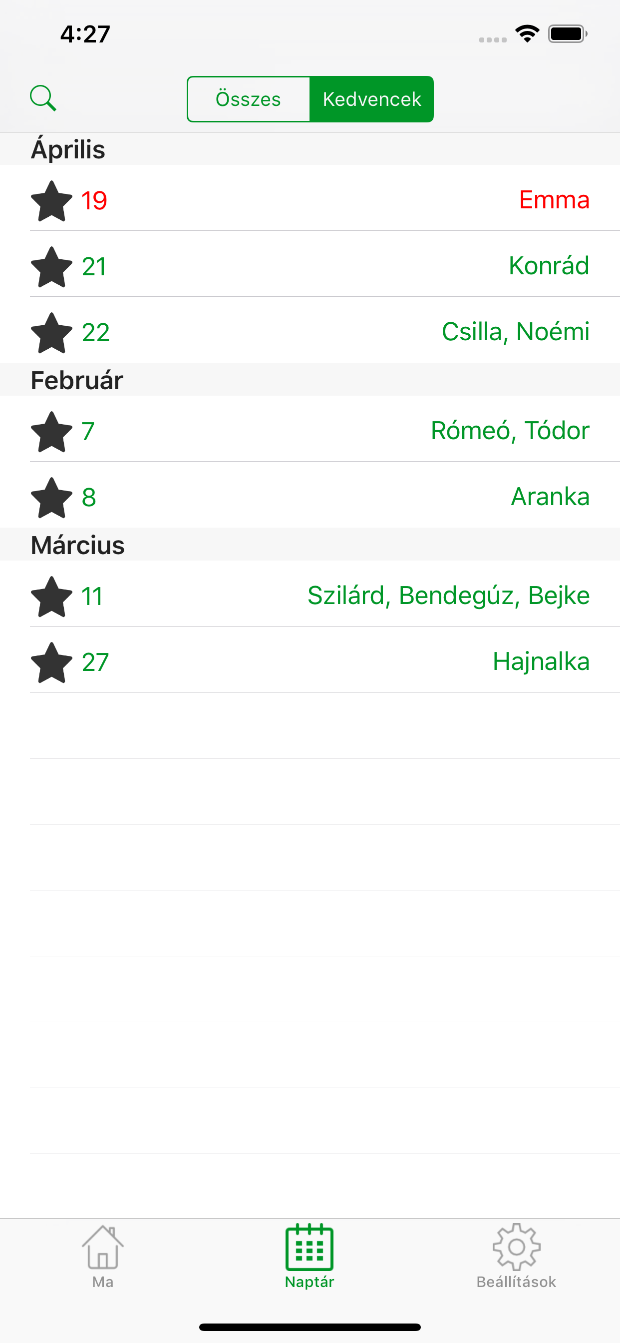 Névnap +: Magyar névnap naptár screenshot 4