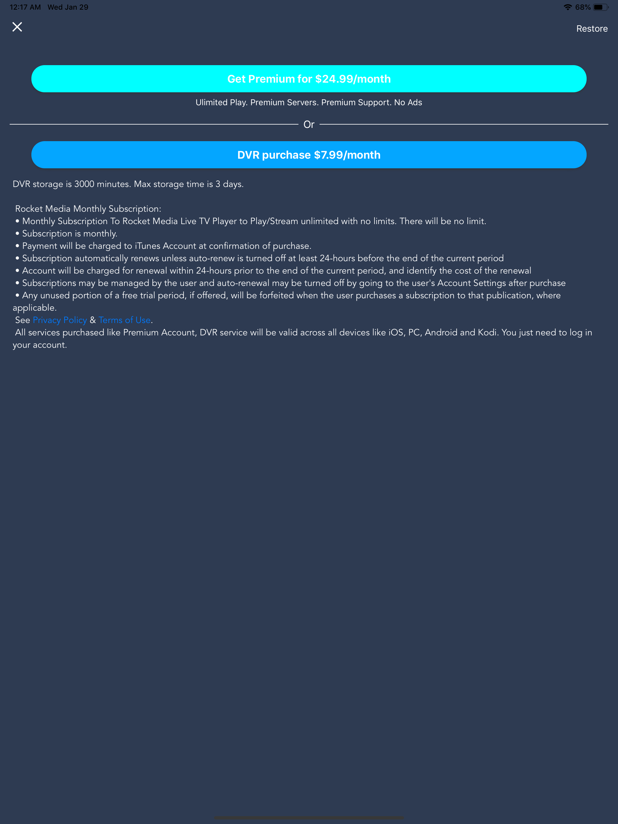 Rocket Media Live TV Player