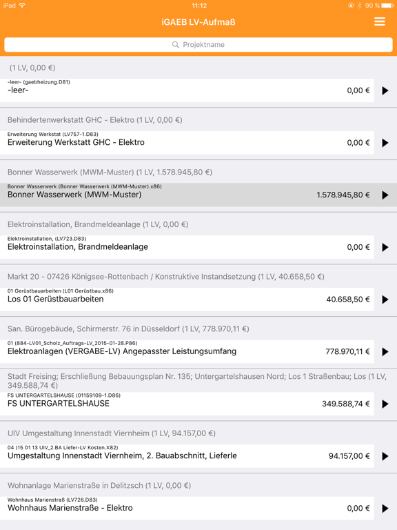 iGAEB-Aufmaß iPad screenshot