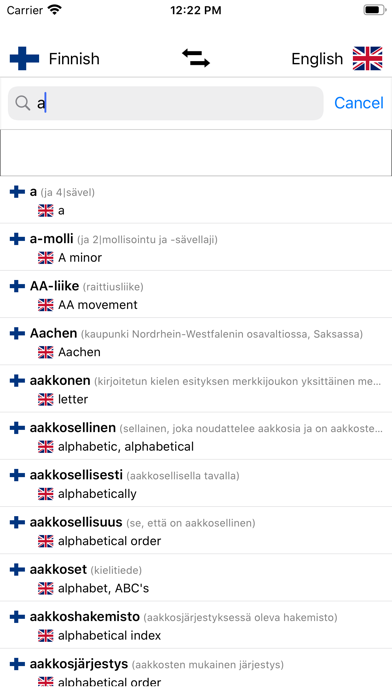 Finnish-English Dictionary Screenshot
