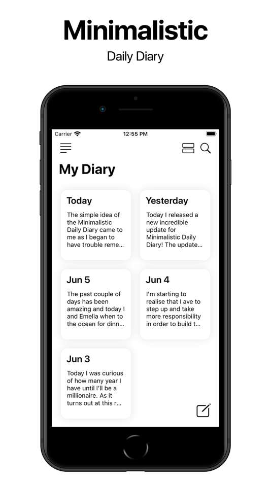 #1. Minimalistic Daily Diary (iOS) 由: Carl Henningsson