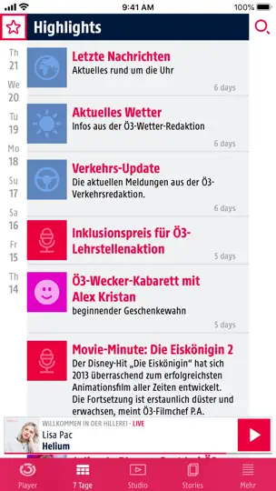 Screenshot von Hitradio Ö3 auf dem iPhone 2