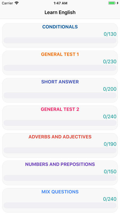 English Proficiency Test Screenshot