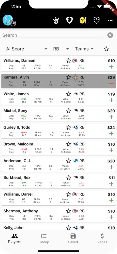 DFF Lineup PRO